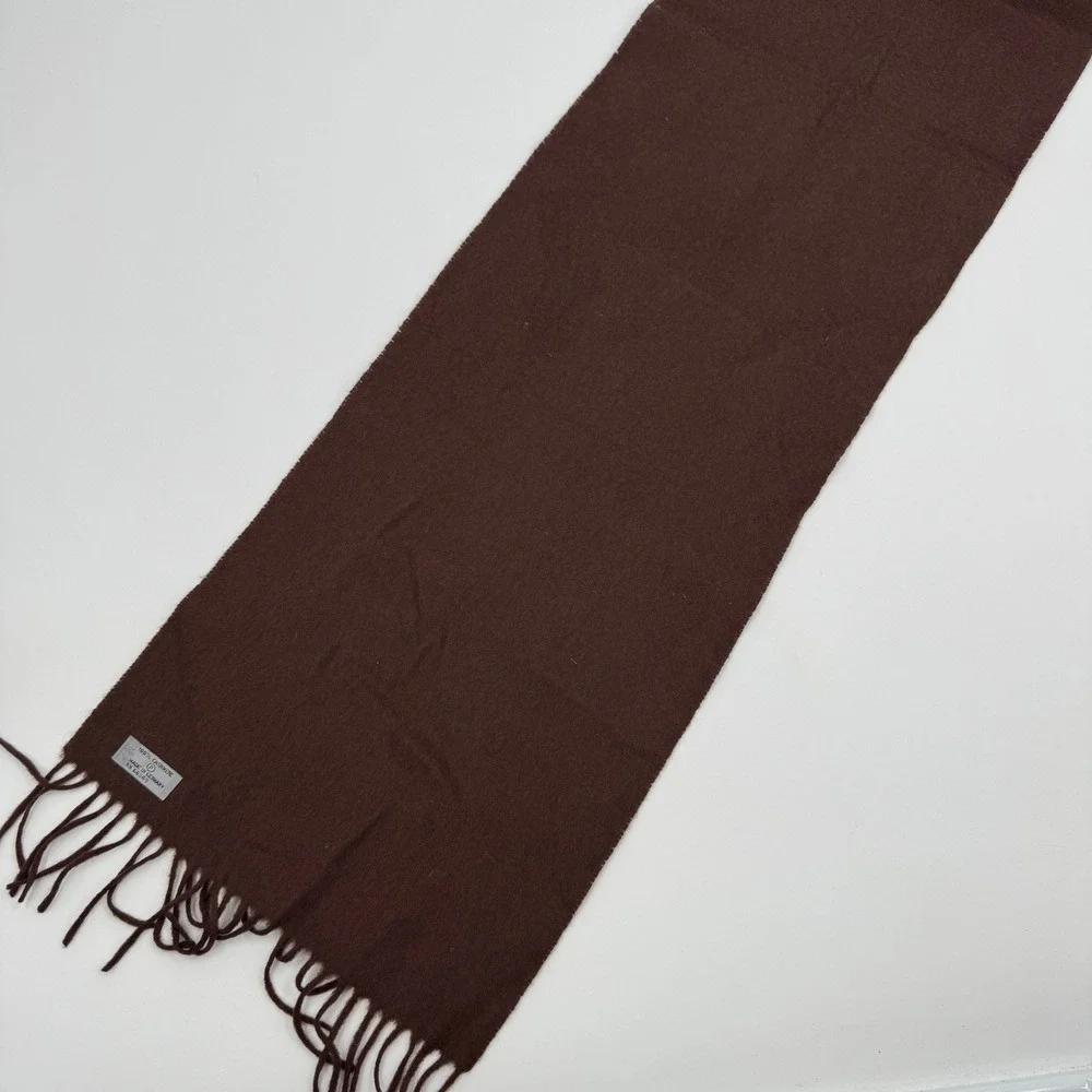 Joseph Abboud Scarf Mens OS Brown 100% Cashmere Made in Germany Fringe Trim